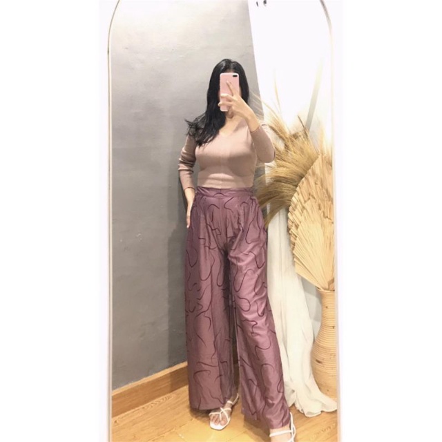 [BaliGirl] Celana Kulot Highwaist Motif Cacing, Macan, Sapi