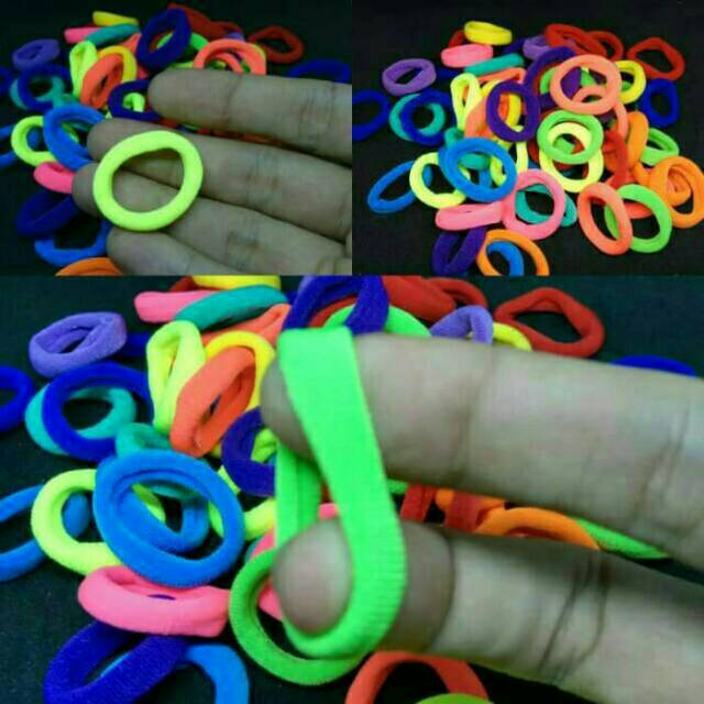 10pcs Ikat Rambut  Polos Warna  Stabilo Neon Untuk  Anak  