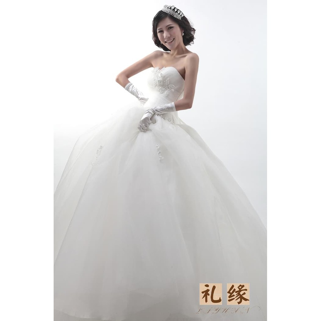 Wedding Dress - Gaun Pengantin Payet Bunga Lipatan Korea