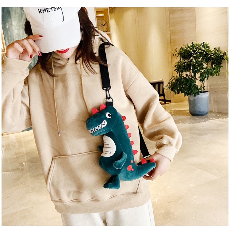 Tas Dino Tas Boneka Motif Dinosaurus Tas Selempang Bahu Kartun Dinosaurus/Tas Dinosaurus Boneka Selempang Dino Import / Tas Dino Bahan Plush Bentuk Kartun Dinosaurus Gaya Korea [KIRIM DARI JAKARTA]