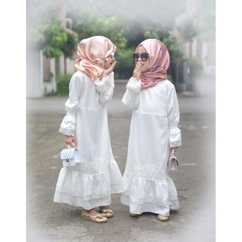 gamis putih renda gamis lebaran anak