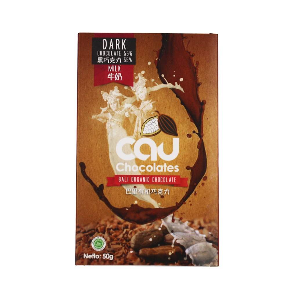 

CAU CHOCOLATES - Dark Chocolate / Coklat 55% dengan Susu dan Gula Putih - 50 gr