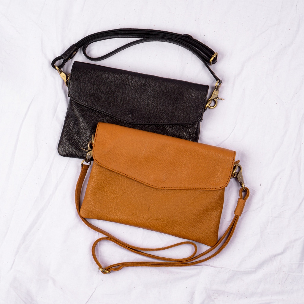 Kenes Leather Sling Bag Wanita Tas Selempang Kulit Asli VELOPE Pullup - Free Grafir Nama