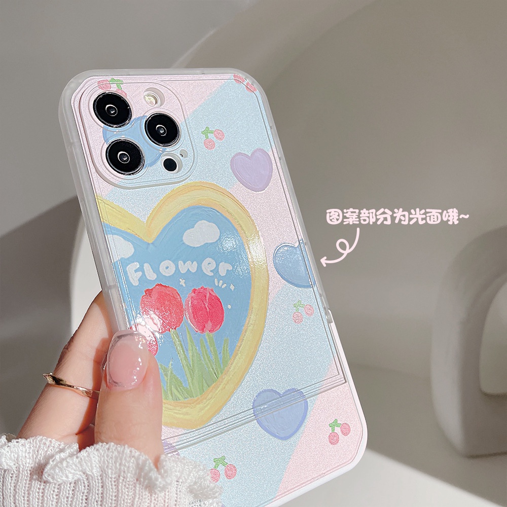 Case Pelindung Transparan Motif Rantai Bunga Dengan Holder Untuk Iphone 11 8 7 Plus SE2 XS XR 12 13 PRO MAX