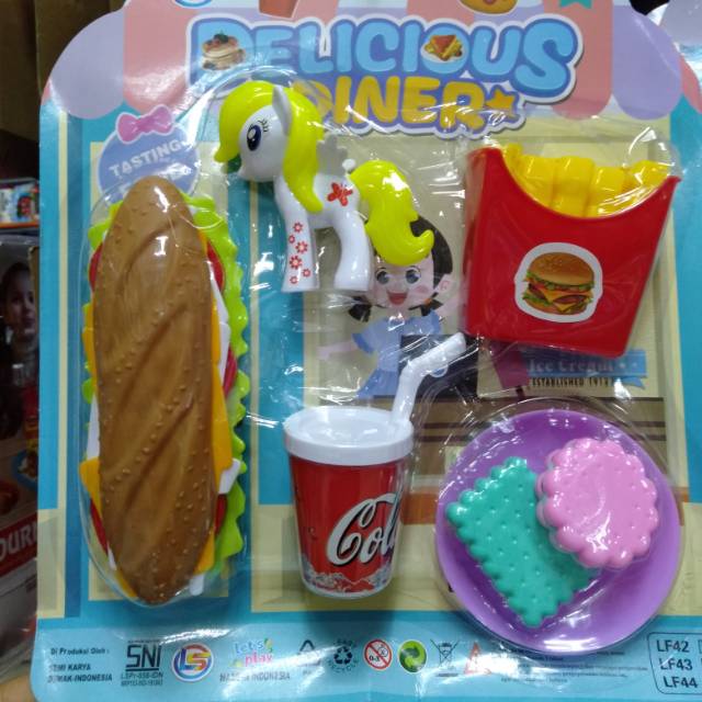 Mainan anak burger, hot dog, ice cream set