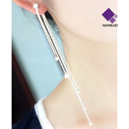 Naiveblue Anting Tusuk Gantung Panjang Wanita Bahan Alloy Hias Berlian Imitasi Untuk Pesta Cocktail