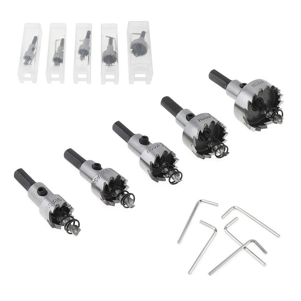 5pcs 16-30MM HSS Drill Bit Hole Saw Set, Stainless Alat Pemotong Alloy Baja Kecepatan Tinggi Twist Drill Bits Untuk Memotong Lubang Bor Baja/Kuningan/Metal