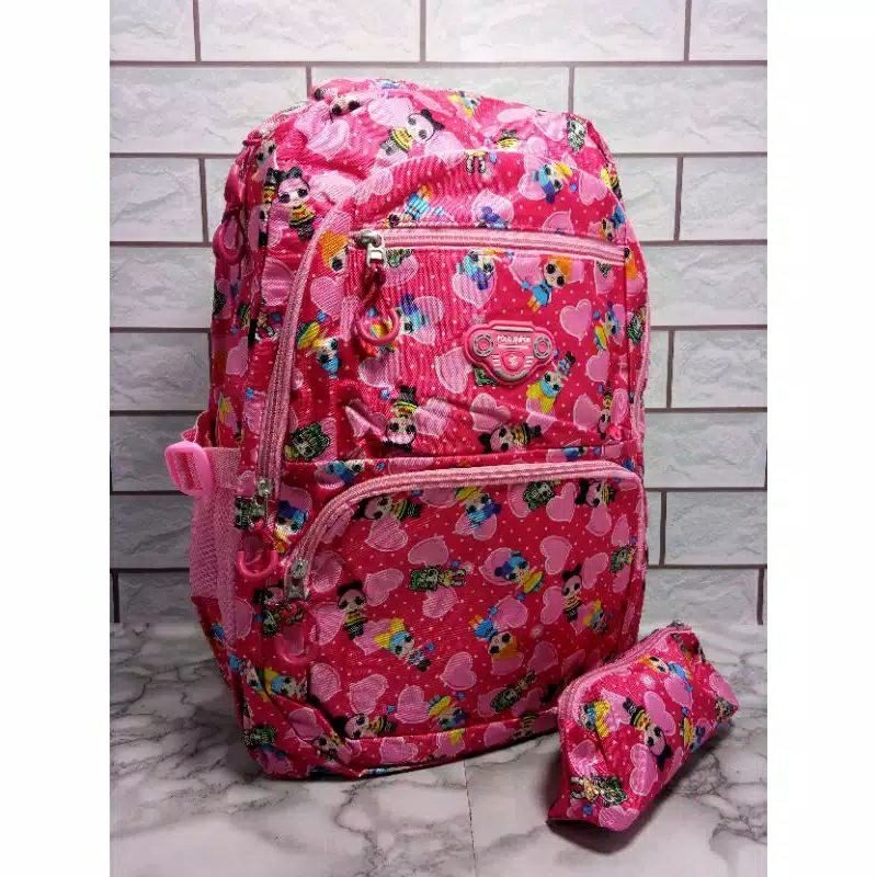 

Tas ransel sekolah polo super ada tempat pensil dan rain cover