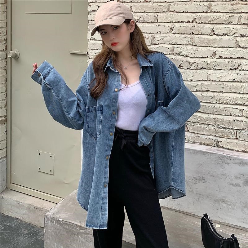 [COD]Kemeja denim Wanita blouse Korea style baru jaket atasan oversize