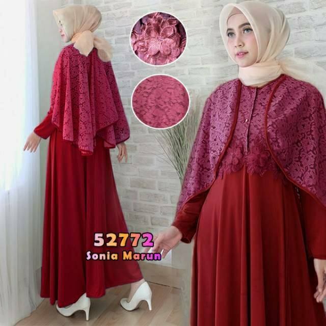 SONIA Gamis Syari Baju Muslim Maxi Brukat