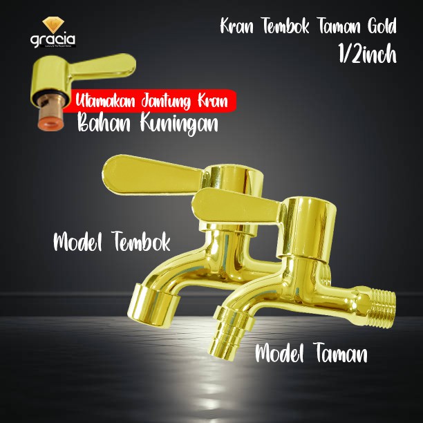 Kran Air 1/2 Inch Gold / Keran Tembok / Kran Taman Tembok 1/2inch Gold / Kran Gold / Kran Tembok 1/2 inch