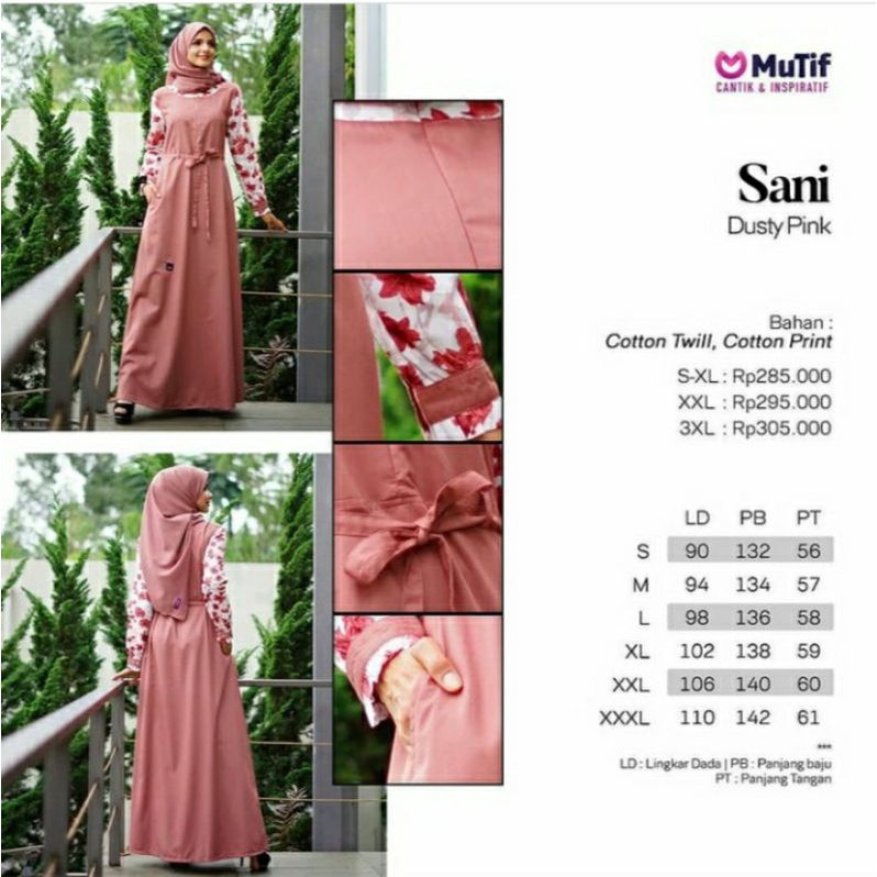 Mutif MV 26 Sani Dusty Pink - Mutif Sani Orange - Baju Muslim Gamis Premium Casual Ori Terbaru