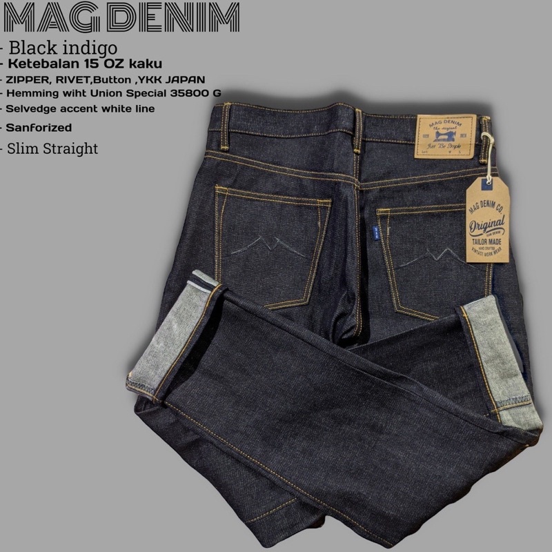Celana Jeans Denim Selvedge accent/ Celana Selvedge/ Celana Denim Bahan (KAKU) Parah 15oz