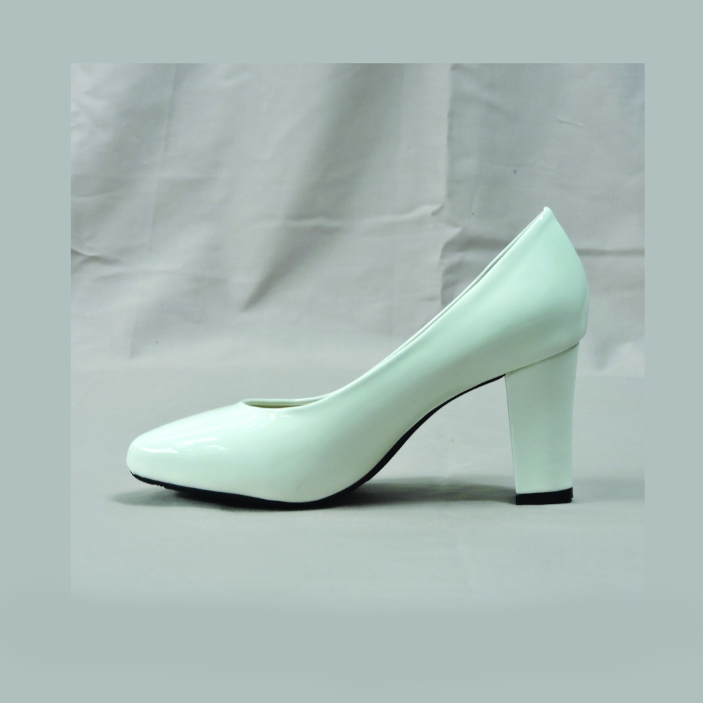 Workswell Sepatu Kerja Wanita High Heels 8cm Kode 584 Putih Glosy