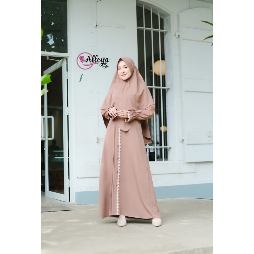 GAMIS NAURA syari set Khimar ORI JR terbaru size standar jumbo wanita Itycrepe Premium Original past