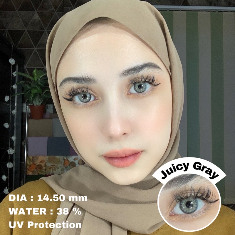 EYEMAZING Softlens - JUICY Gray / Grey / Abu Normal Minus Beda Minus