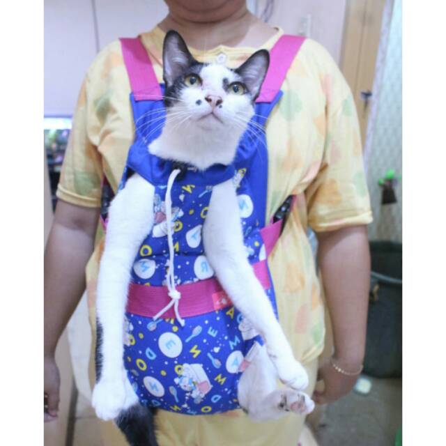 Gendongan kucing dan anjing motif doraemon / baju kucing murah size S M L XL