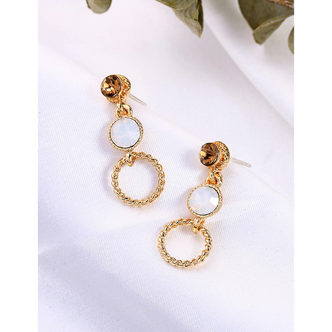 LRC Anting Tusuk Fashion Gold Geometric Circle Stud Earrings In Sterling Silver D03306