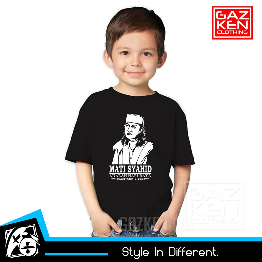 Kaos Distro Habib Bahar Mati Syahid Adalah Hari Raya Dakwah Baju Ukuran Anak Cotton Combed 24s