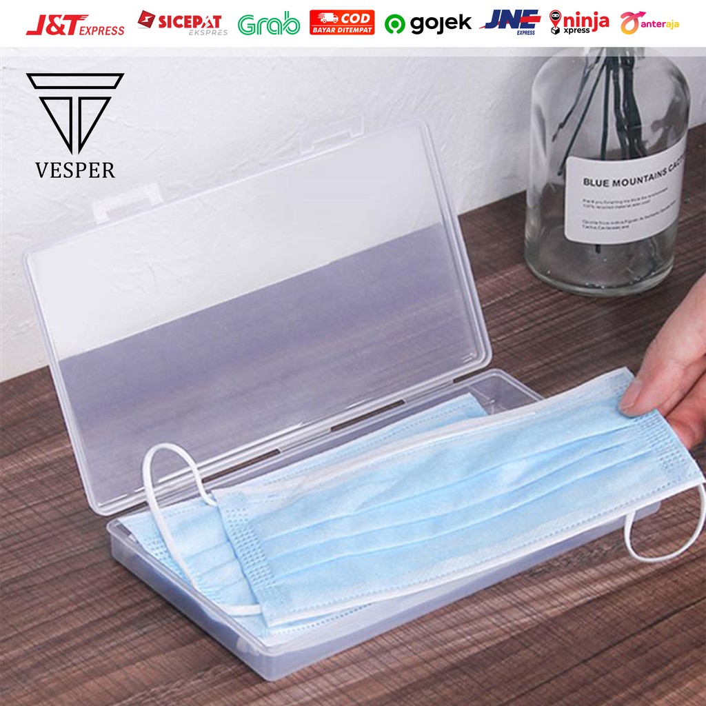 mask storage box transparan ( BISA CUSTOM LOGO / NAMA ) / box kotak tempat penyimpan masker medis