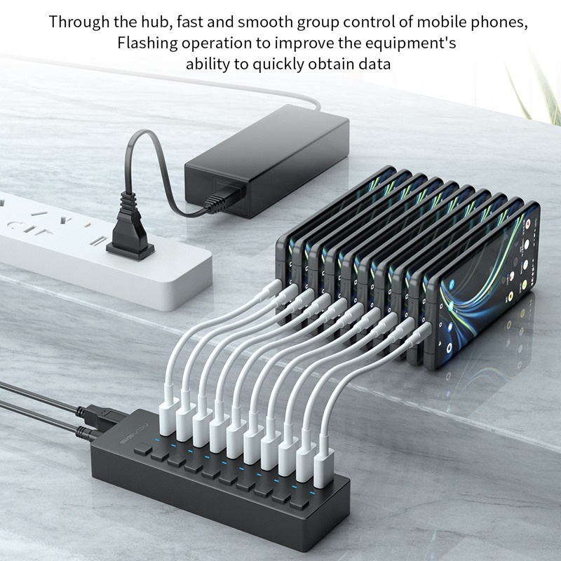 USB HUB 10 Port USB 3.0 ACASIS HS710 High Speed Include Power Adaptor