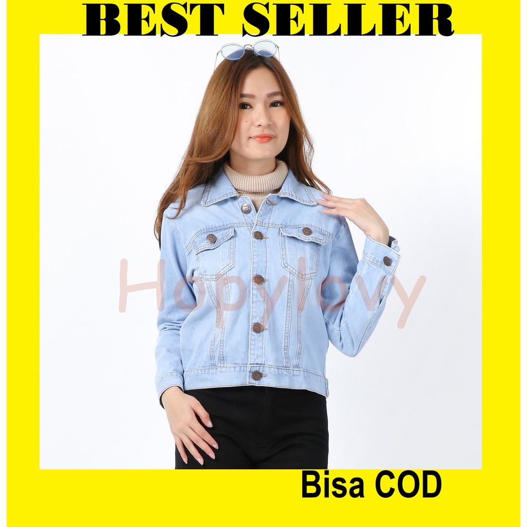 HOPYLOVY - Jaket Jeans Wanita ZR Basic Tebal Afnia