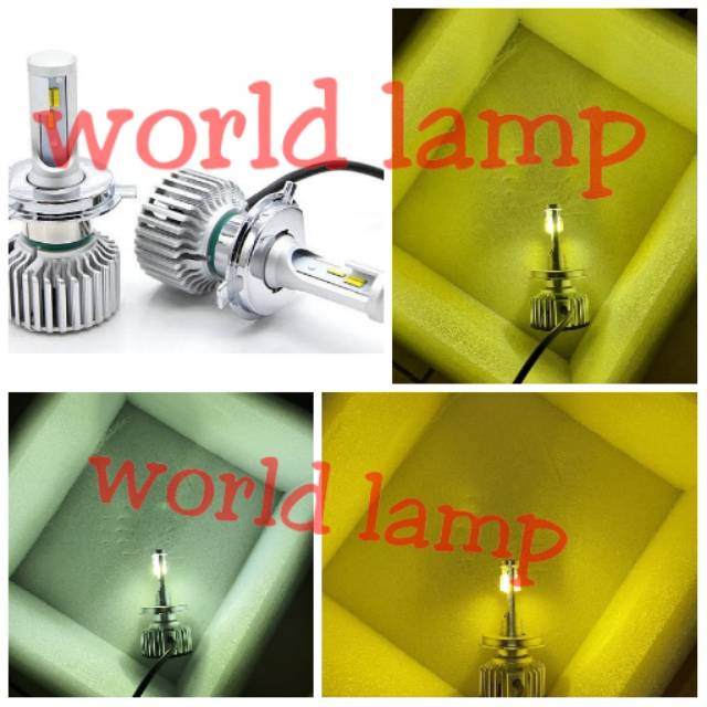 Lampu utama led h4 mobil 3warna plus strobo garansi