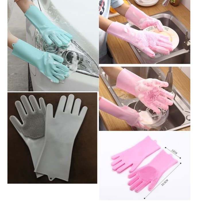 Sarung Tangan Cuci Piring Silikon Magic Cleaning Silicone Gloves