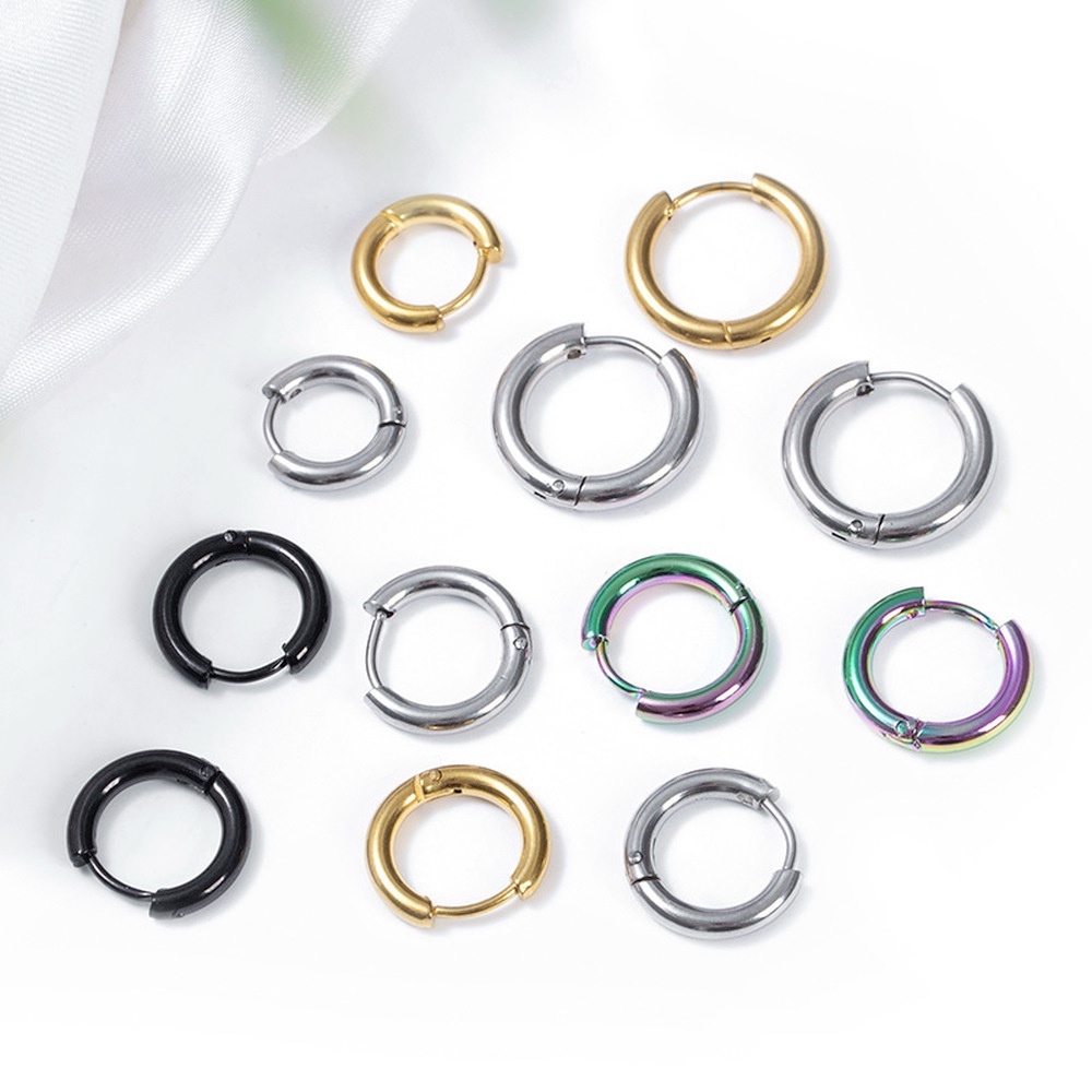 1pc Anting Hoop Titanium steel Diameter 2.5MM Hypoallergenic Gaya Punk Untuk Pria / Wanita