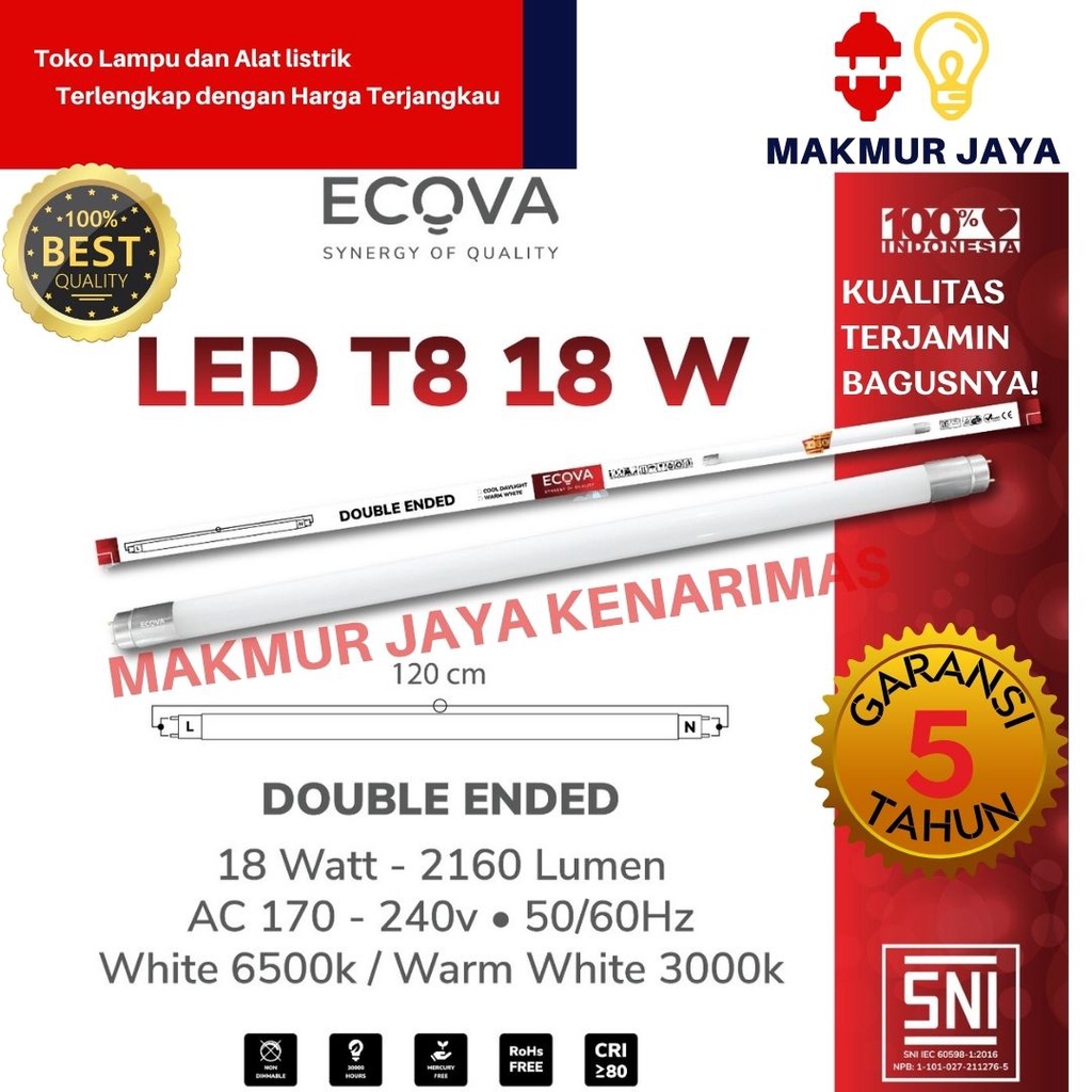 LAMPU LED TL T8 18W WATT SUPER TERANGTL LED 18WATT T8 2160 LUMEN