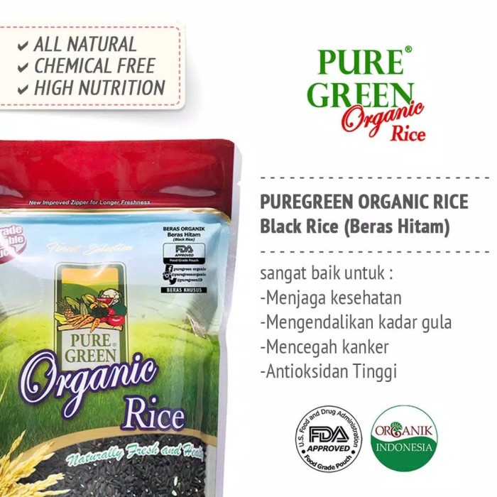 

540ffiepp Puregreen Organic Rice Beras Organik Beras Hitam - Paket 2 X 1 Kg 244Q40112