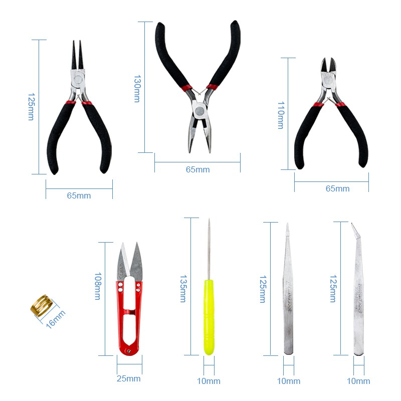 Alat pembuatan perhiasan stainless steel set dengan gunting plier pinset alat manik untuk perhiasan diy kit 8pcs