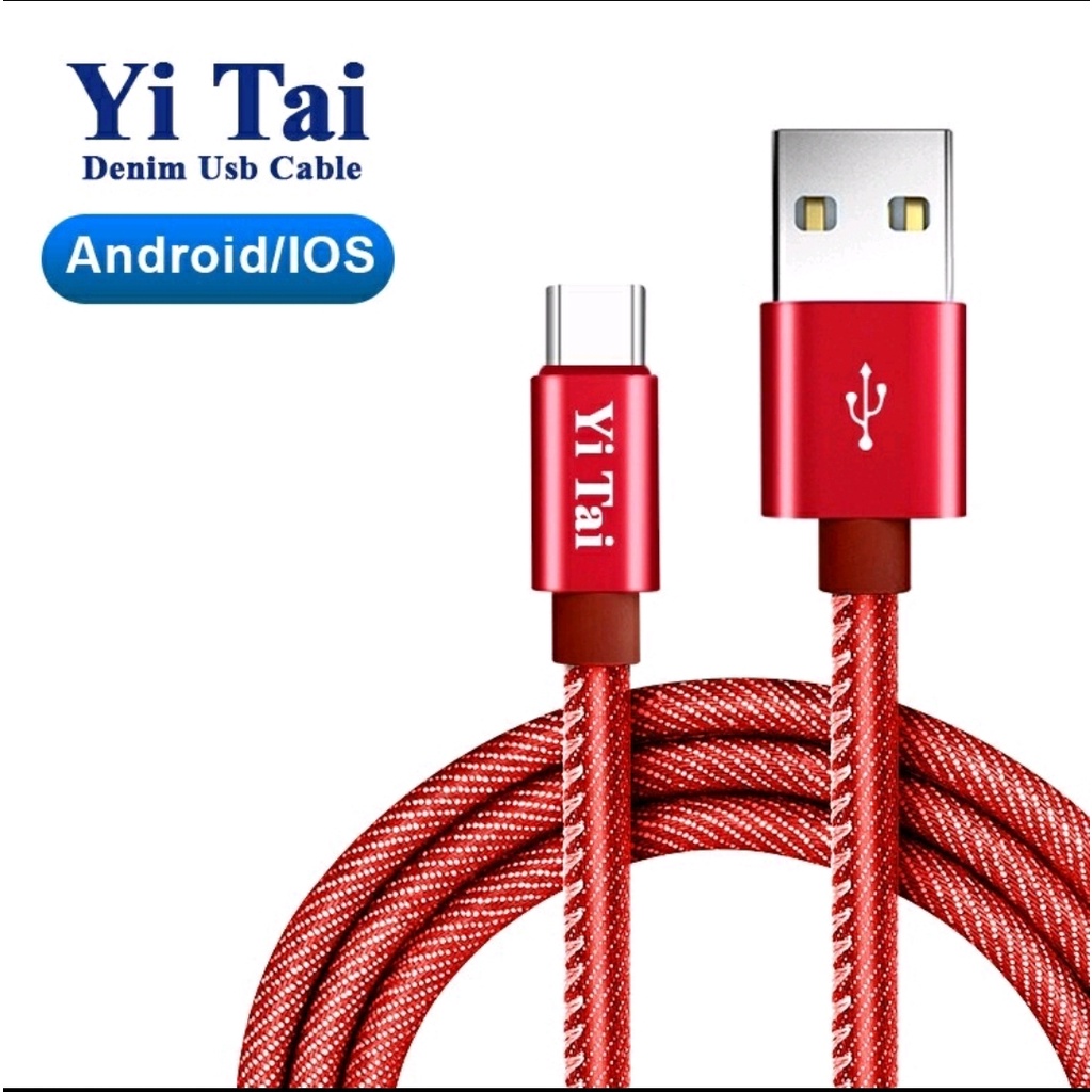 KABEL DATA YI TAI KABEL DATA DENIM FAST CHARGING MICRO ANDROID - TYPE C - IPHONE LIGHTNING 2METER 2M