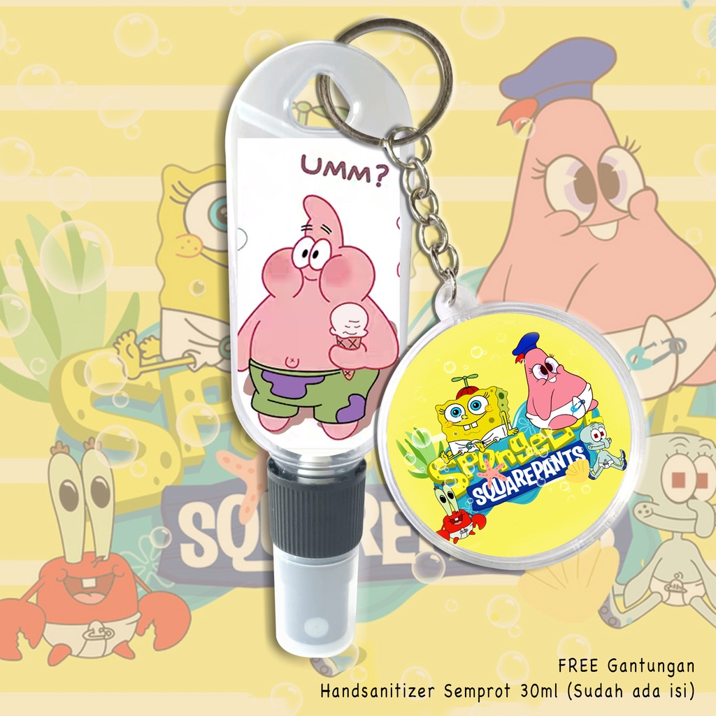 (FREE GANTUNGAN KUNCI) HAND SANITIZER SPRAY SPONGEBOB / PATRICK / CARTOON / INCLUDE ISI 30 ML