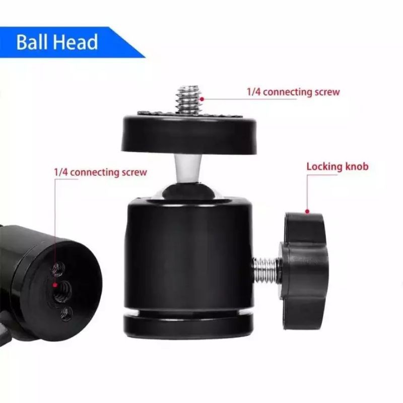 Ball Head Tripod Kamera DSLR Ballhead Mini Monopod Berputar 360 swivel 1/4