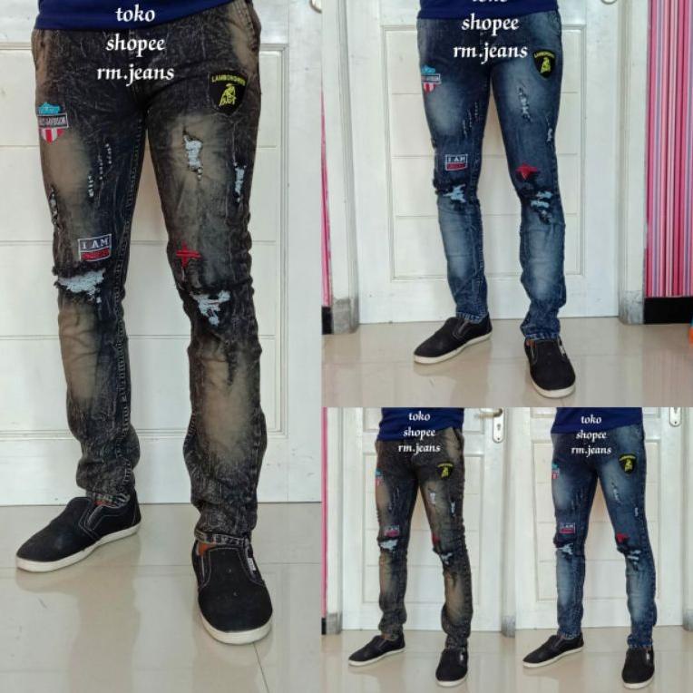 celana jeans pria sobek sobek rippet navi blits coklat pensil skinny 1234567890 {MTT.02Jl22ˣ}
