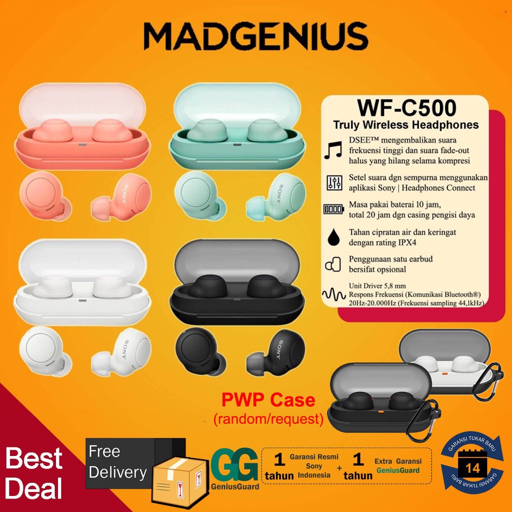 SONY WF-C500 / WFC500 / WF C500 Truly Wireless In-Ear Bluetooth Earbud , GARANSI RESMI