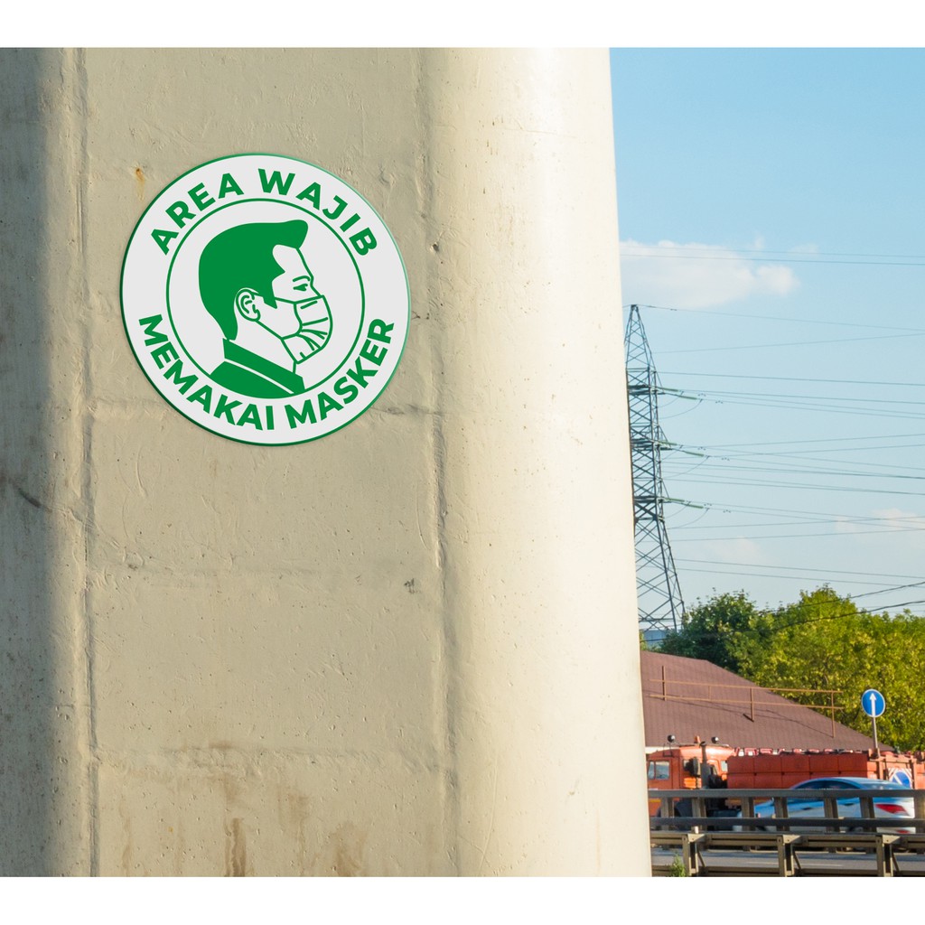 STIKER DINDING WAJIB MASKER SOCIAL DISTANCING