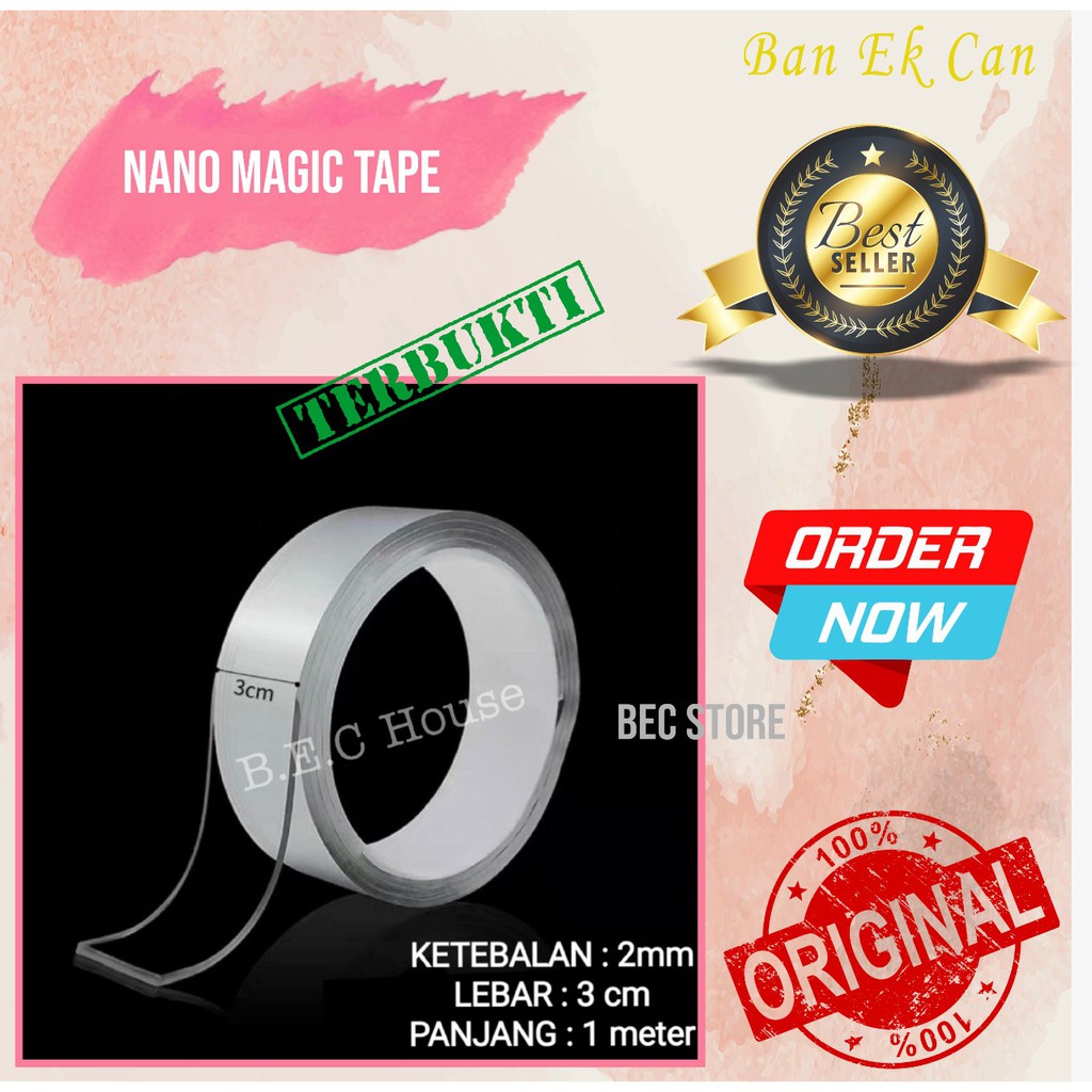 

[80gram][2mmX1meter] Double Tape Nano Tape Ivy Grip Tape Isolasi Selotip 2 Sisi Kuat Dicuci