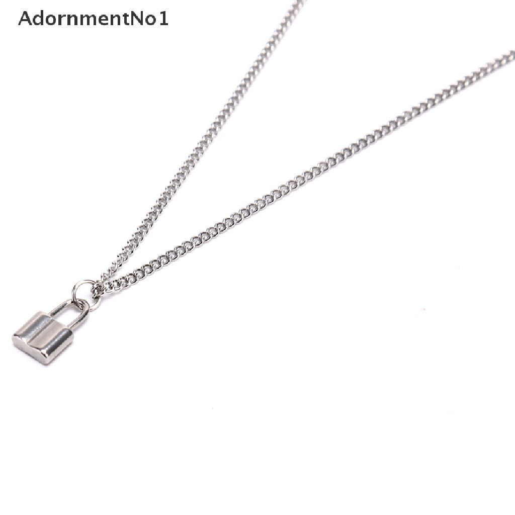 (AdornmentNo1) Kalung Rantai Dengan Liontin Gembok Bahan Stainless Steel Untuk Wanita Charms