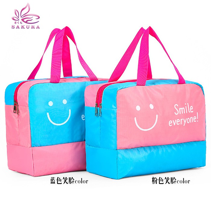 Tas Koper Jinjing Smile Bonjour 3 Layer Fold Travel Bag ADA TEMPAT SEPATU anti air - sosoyo