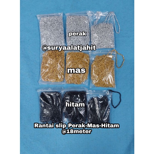 Rantai Slip 2mm Mas-Perak-Hitam 1bks +/-@20Y=rp.40.300/bks