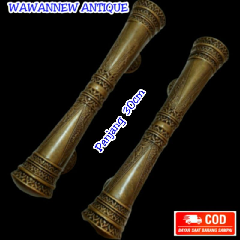 Handle Pintu / Gagang Pintu Rumah Pagar Kuningan Antik Murah Motif Ukir 30cm