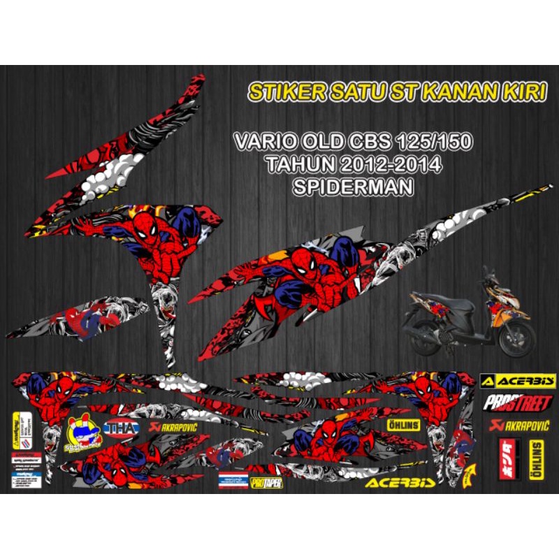Stiker striping decal Vario old CBS 125/150 th 2012-2014 motif spiderman