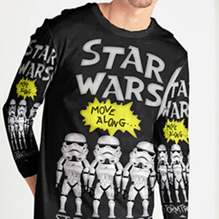 Fullprint Tshirt Disney Star Wars Rounded Storm Trooper Kaos Tangan Panjang Bahan Polyester Jersey T