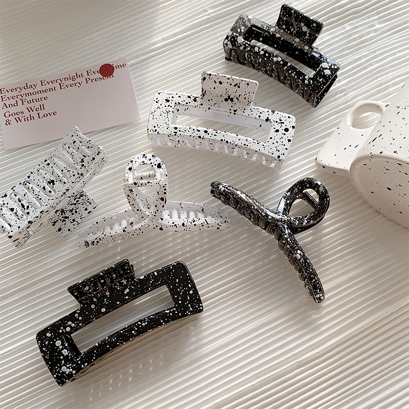 Cute Korean black and white splash ink women's hair clip