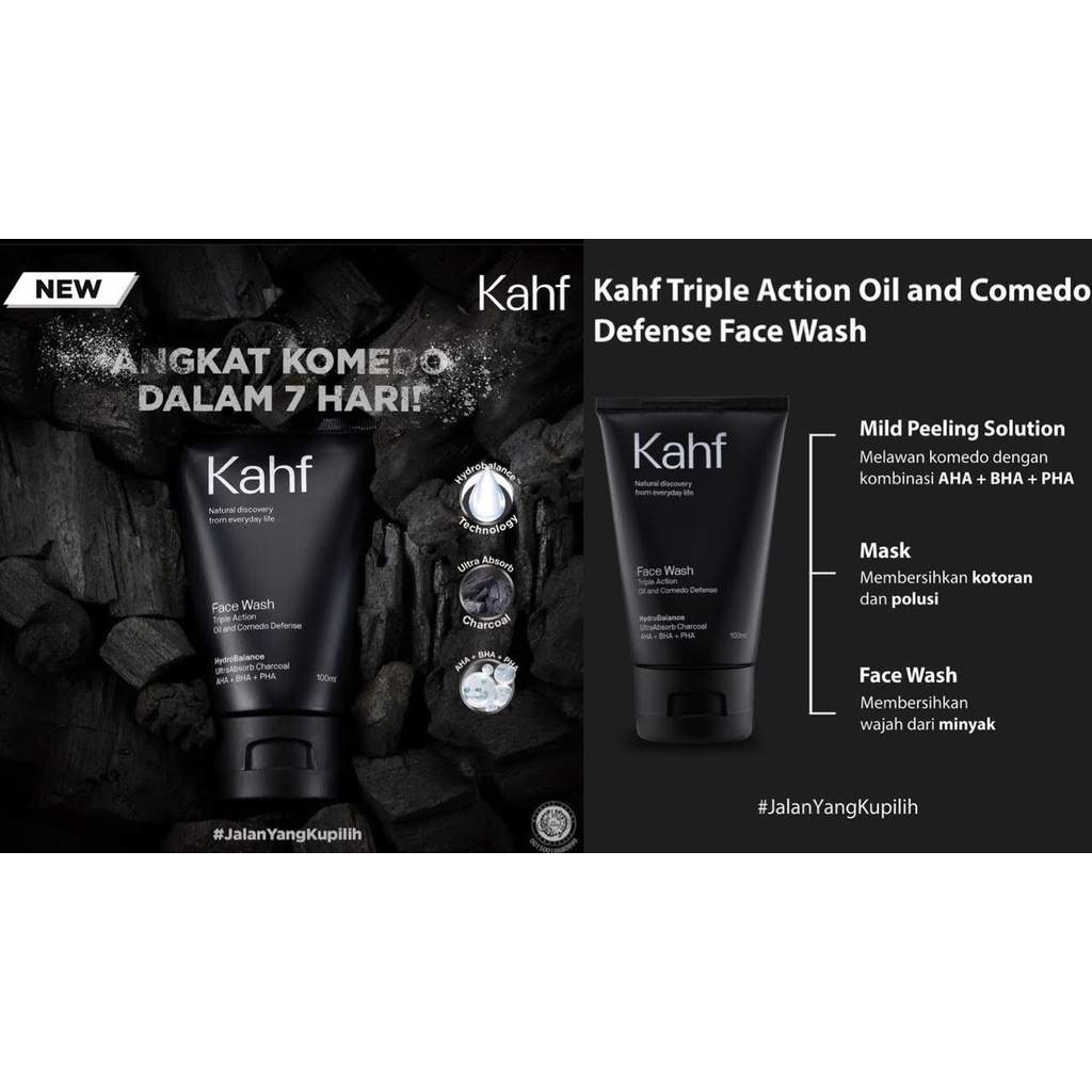 KHAF TRIPLE ACTION OIL AND COMEDO DEFENSE FACE WASH 100ML / SABUN WAJAH PRIA 100ML