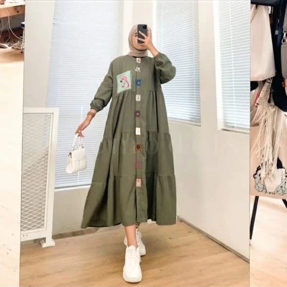 LOLY MIDI DRESS BL KATUN RAYON MIX SABLON BAJU MIDI DRES TERBARU KEKINIAN COCOK UNTUK SEGALA AKTIVITAS DAN KONDAGAN BAJU DRES 2022