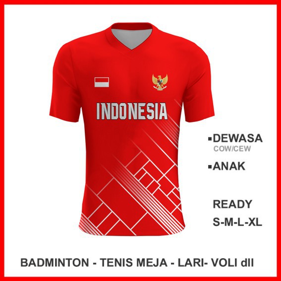 Baju Kaos Jersey Olahraga Badminton Pingpong Lari Volly 1004 - Jersey Badminton Indonesia