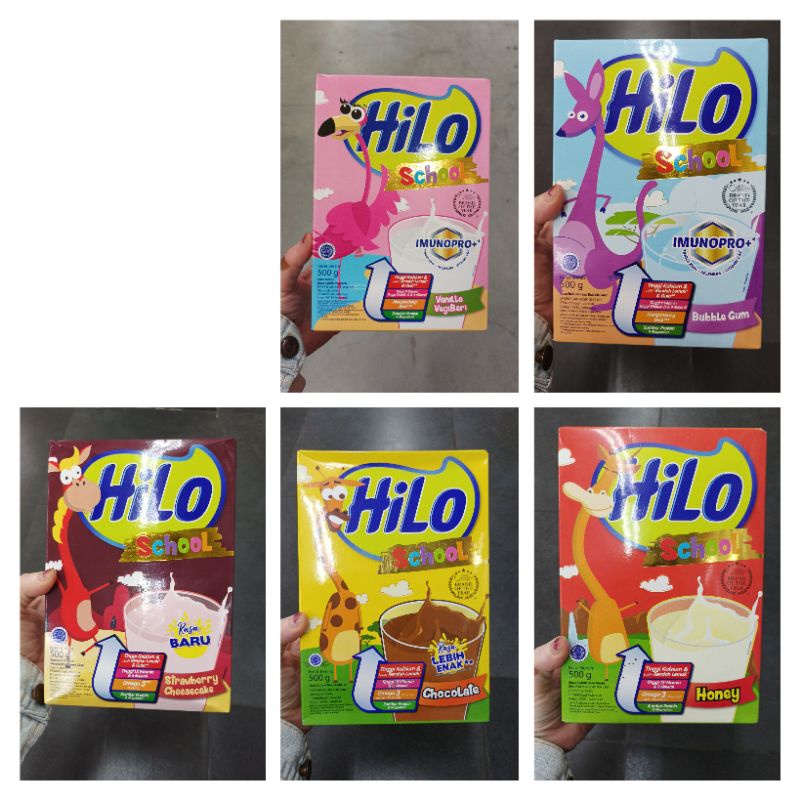 

HiLo School Chocolate 500gr / Vanilla Vegiberi / Strawberry Cheesecake 500gr / Susu HiLo 500gr
